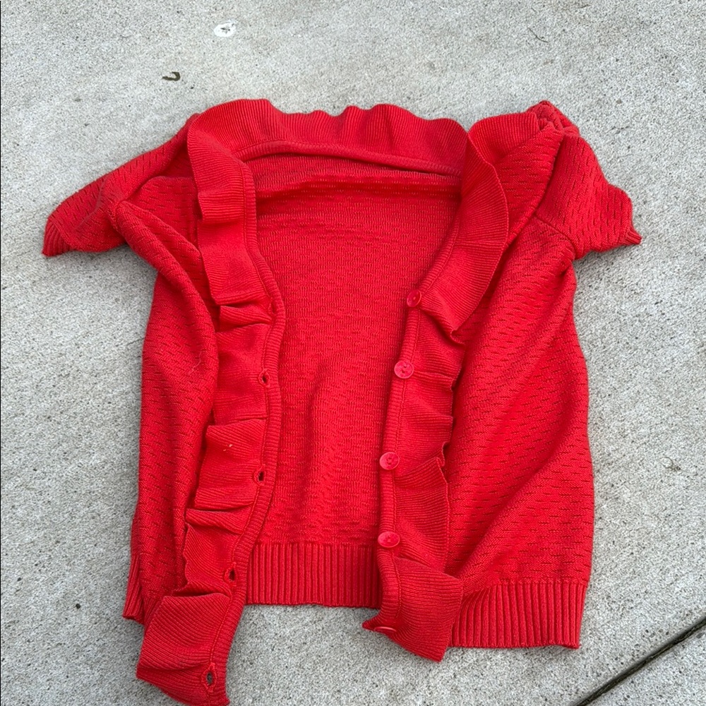 Red Ruffled Women's Sweater
